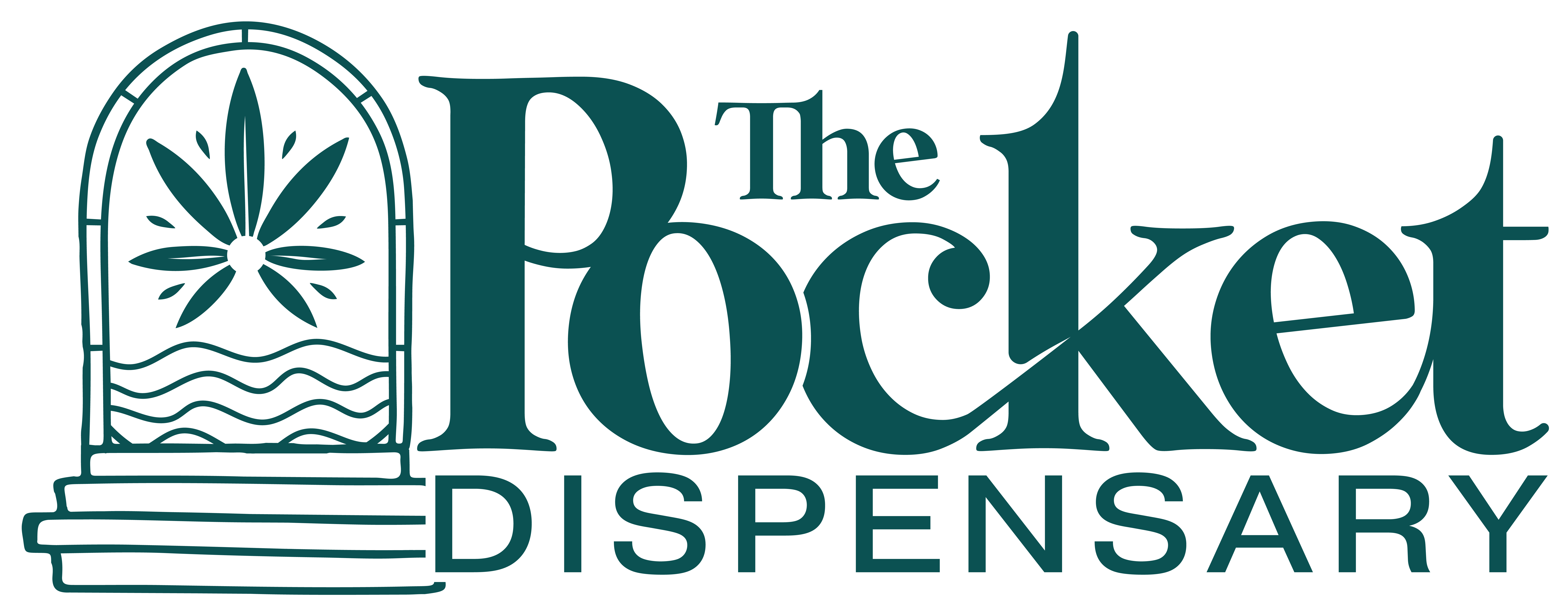 Image of The Pocket Dispensary main Logo design in teal.
